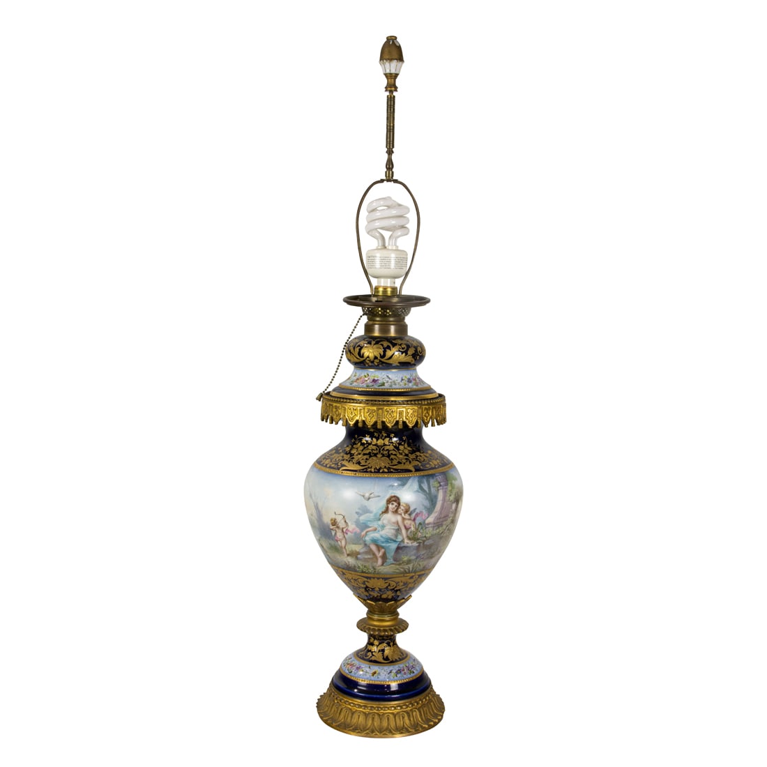 A Sevres style cobalt blue porcelain table lamp (1 of 2)