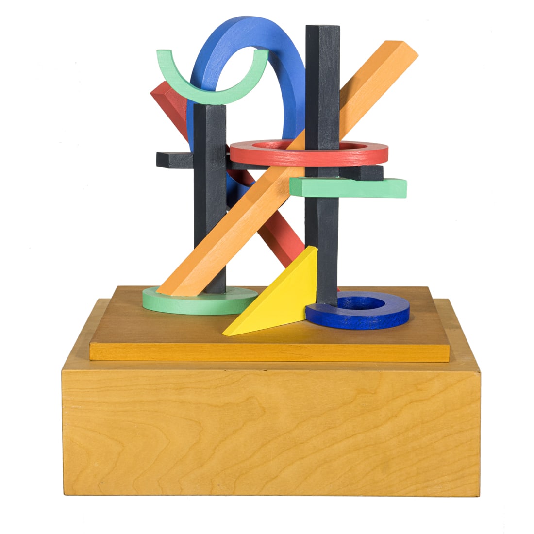 Sculpture, John Okulick: John Okulick (American, b. 1947), "Universe," 1999, painted wood sculpture, signed, titled, and dated beneath, overall (with attached base): 13"h x 14"w x 10"d. Provenance: Nancy Hoffman Gallery (New