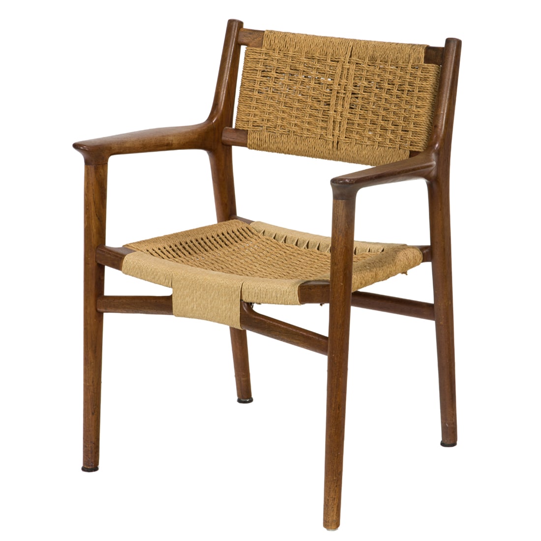 A Hans Wegner for Carl Hansen & Sons armchair, model: JH-515: A Hans Wegner for Carl Hansen & Sons armchair, model: JH-515, rush back and seat. 33"h x 25.5"w x 18"d. Provenance: Originally from Skidmore, Owings, and Merrill in San Francisco where owner was emplo