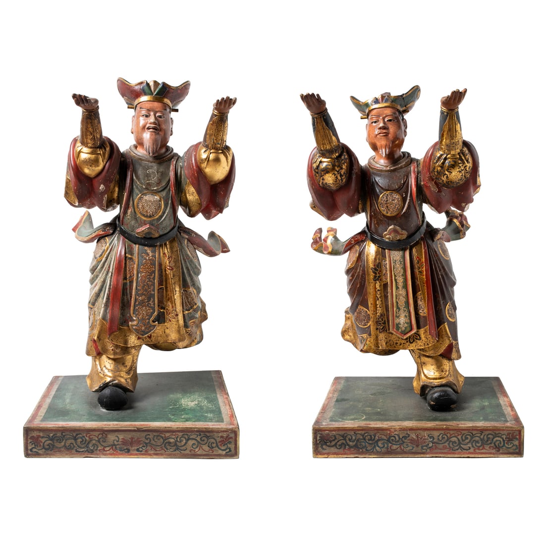 Pair of Japanese gilt and polychrome lacquered celestial figures (1 of 6)