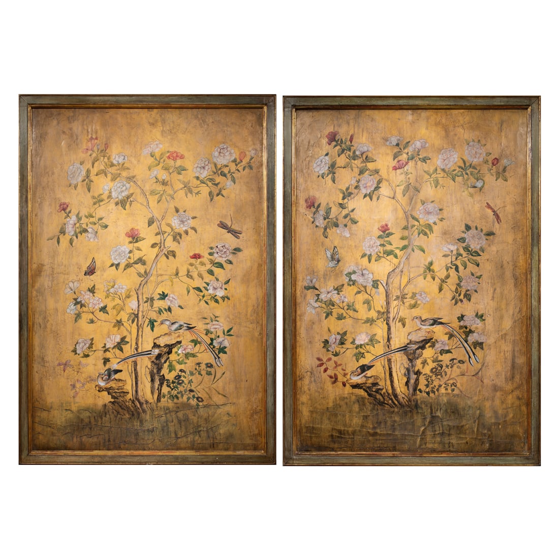 Pair of Chinese painted wallpaper panels (1 of 3)