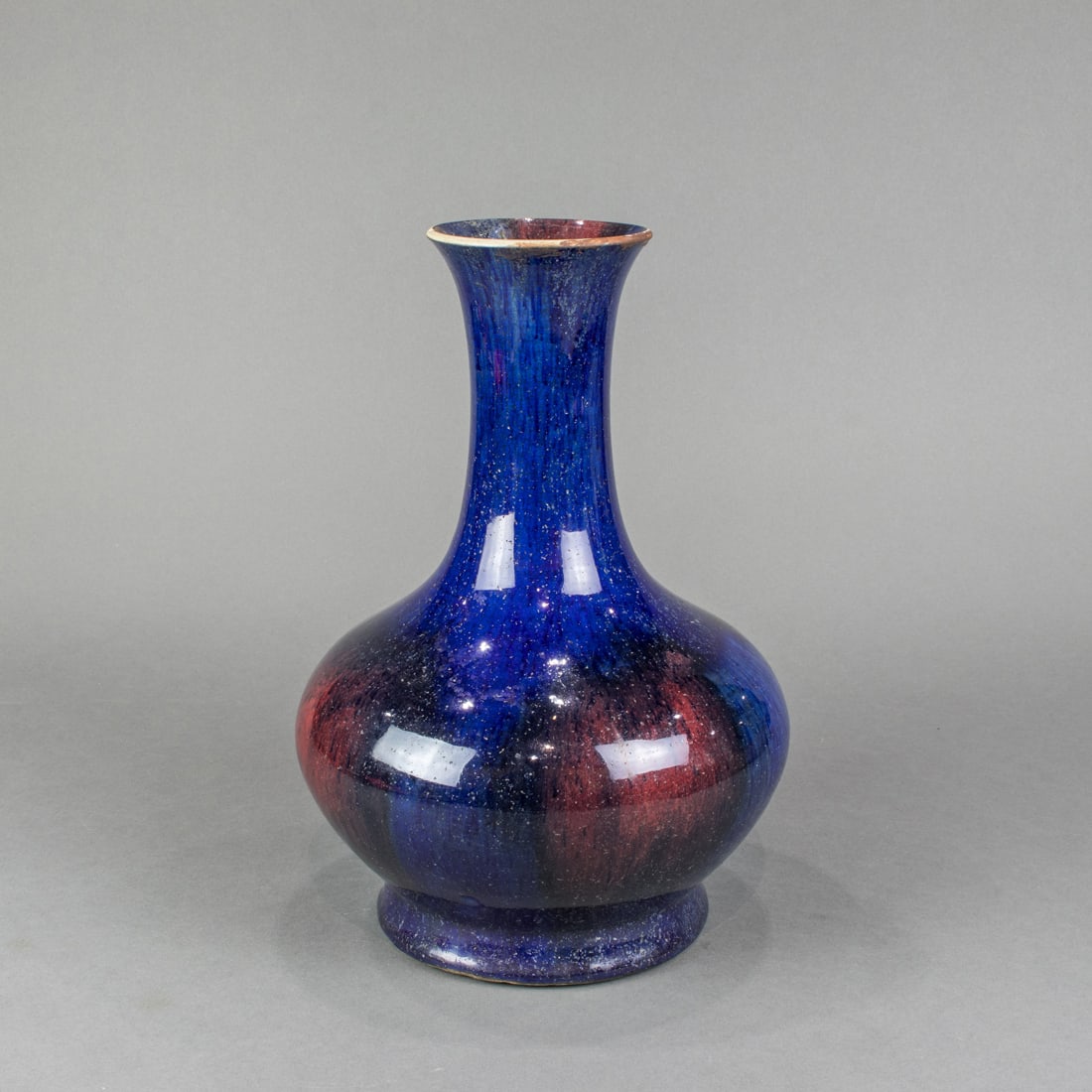 Chinese flambe glazed bottle vase (1 of 4)