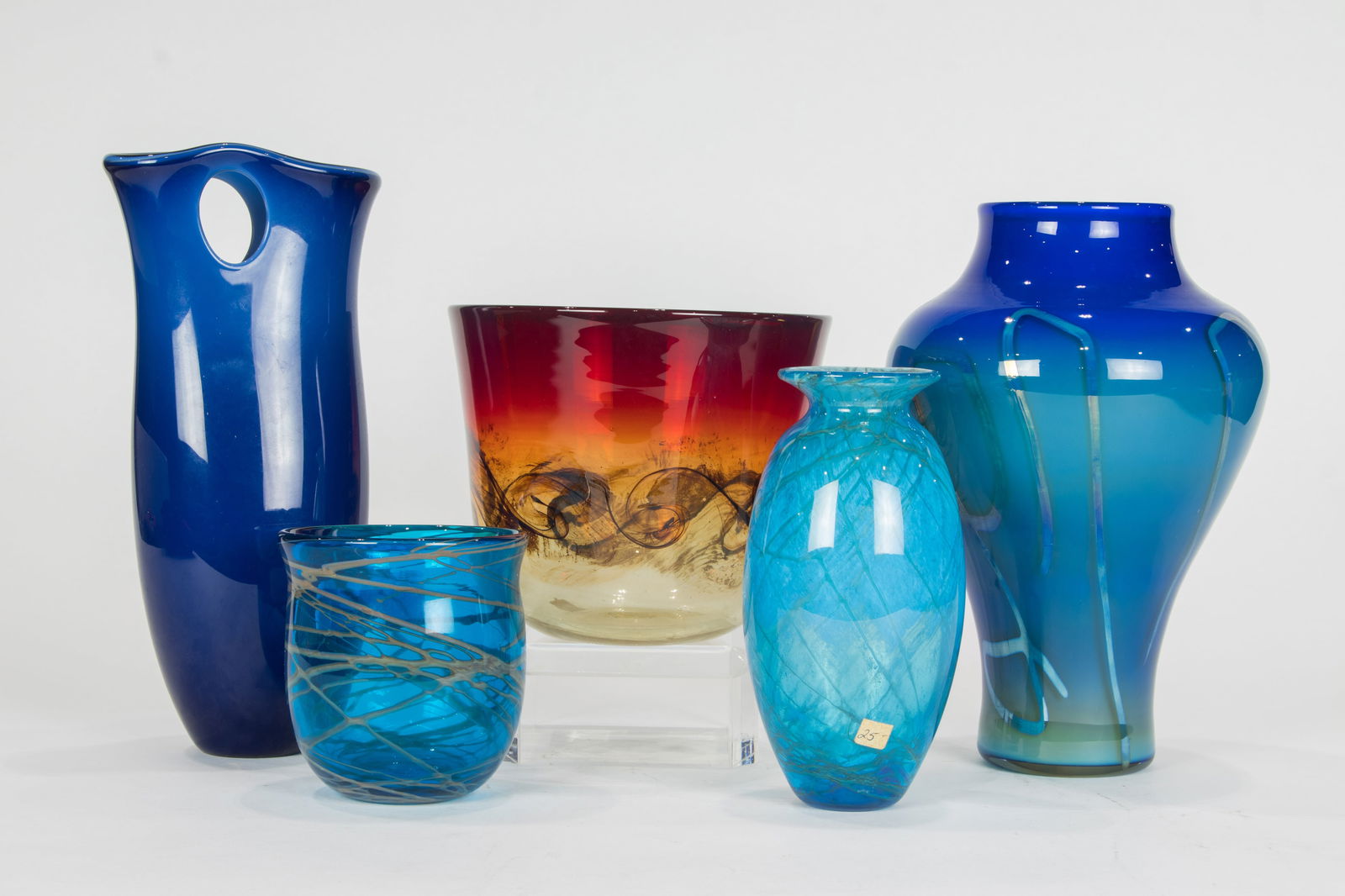 A group of four Michael Nourot art glass vases and paperweight (1 of 1)