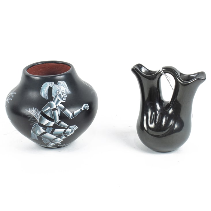 Two Santa Clara blackware pottery vessels (1 of 4)