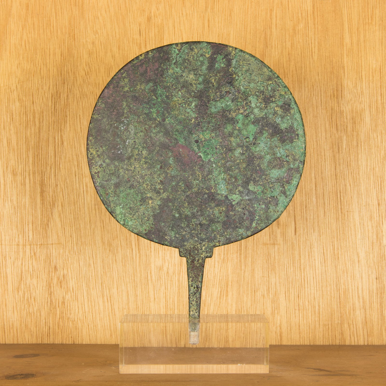 A verdigris patinated bronze mirror in the Etruscan style (1 of 1)