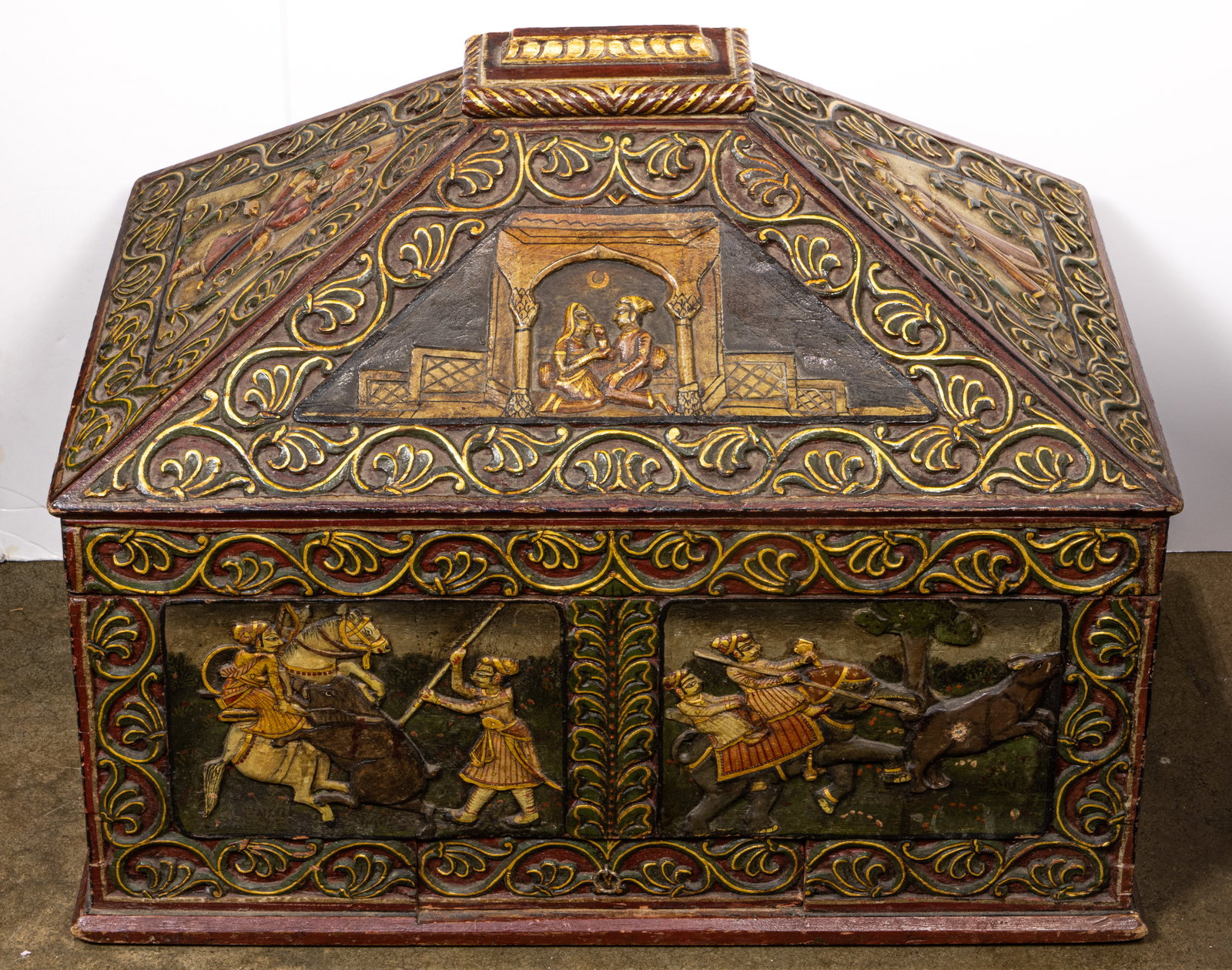 Indian carved wood chest (1 of 1)