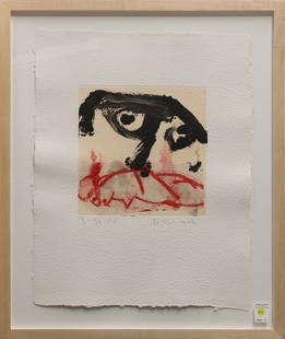 Monotype, James Harvard, Abstract: Framed monotype with Chine-colle, Untitled, 2000, by James Pinkney Havard (American, b. 1937), pencil signed and dated within lower margin, overall: 31''h x 26''w