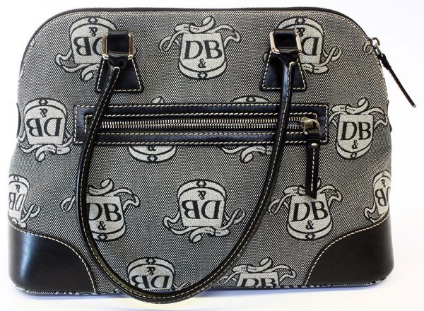 Reproduction Dooney and Bourke: Reproduction Dooney and Bourke black canvas handbag height to top of handles: 19''