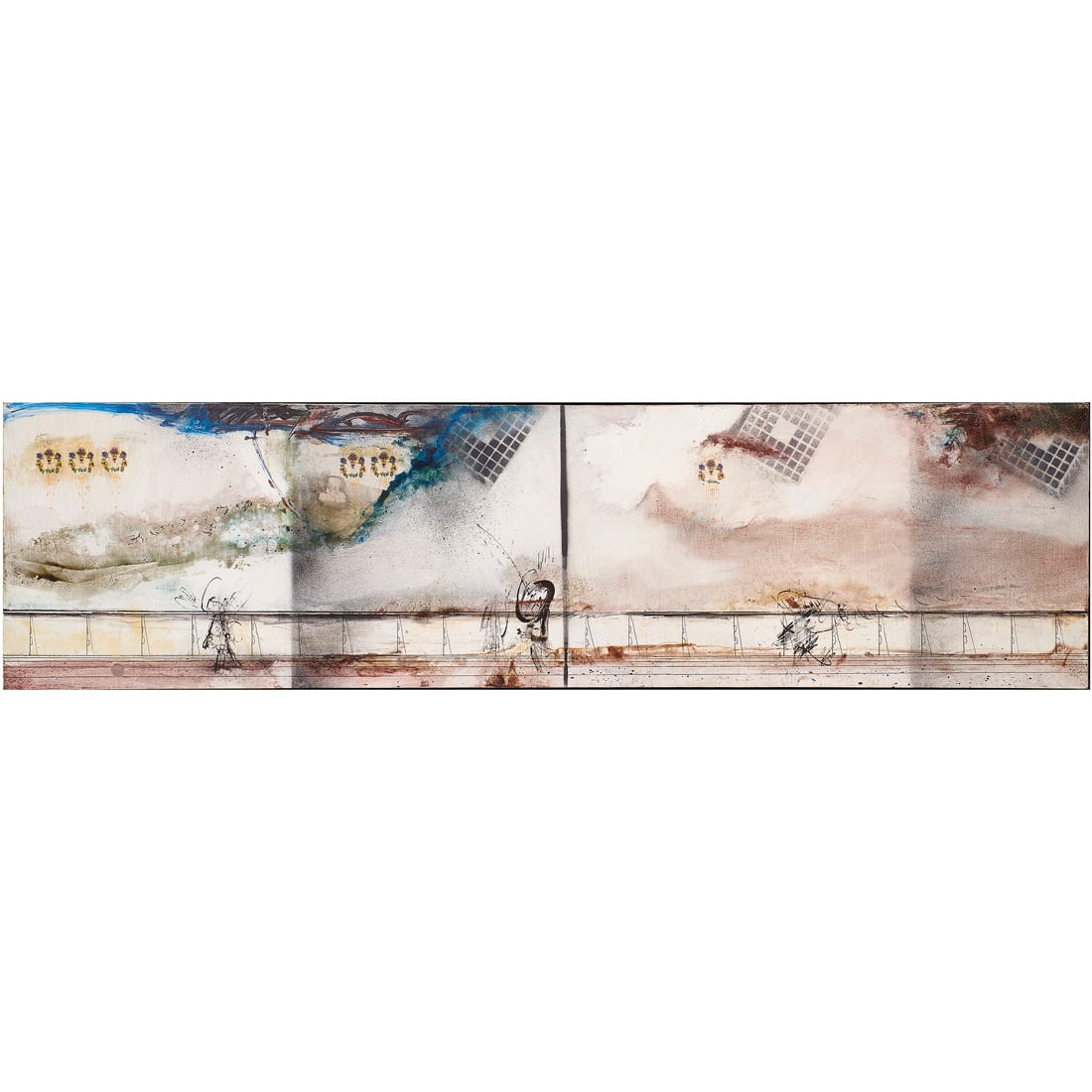 Painting, Claude Assian: Claude Assian (French, b. 1935), "Blue Voyage," 1967, oil on canvas, signed, titled and dated verso, gallery title label (Allan Stone Gallery, New York) affixed verso, canvas: 13"h x 49"w, overall (wi