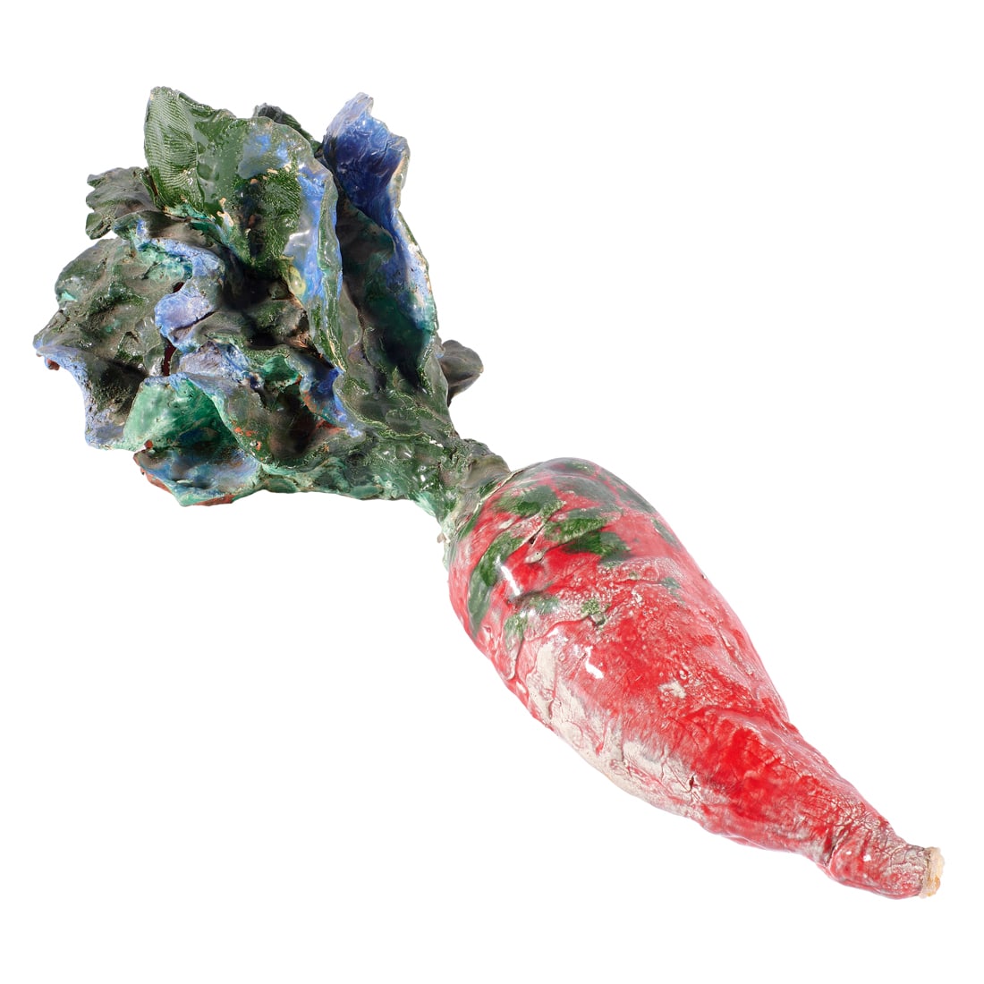 Sculpture, Peter Vandenberg: Peter Vandenberg (American, b. 1935), "Radish Root/Swiss Chard," ceramic sculpture, overall: 8"h x 28.5"w x 9"d. Provenance: Acquired by descent from the Estate of Allan Stone