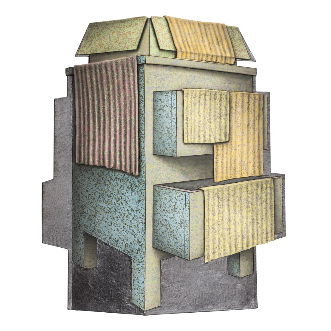 Sculpture, Louis Marak: Louis Marak (American, 1942-2006), "Towel Box Dresser," 1988, ceramic sculpture, signed lower left, overall: 31"h x 27"w x 12"d