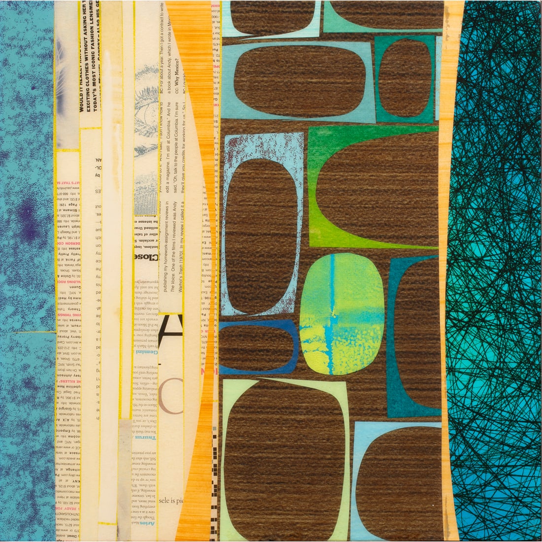 Mixed Media, Rex Ray: Rex Ray (American, 1956-2015), Untitled, 2005, mixed media collage with resin on panel, signed and dated on artist studio label verso, panel (unframed): 16"h x 16"w