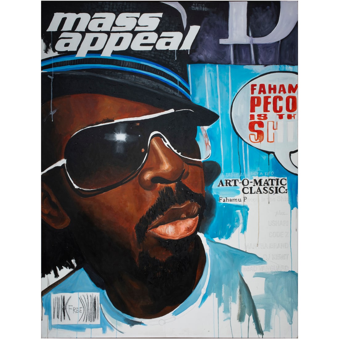 Painting, Fahamu Pecou: Fahamu Pecou (American, b. 1975), "Art-O-matic Classic," 2007, acrylic and oil stick on canvas, signed, titled, and dated verso, canvas (unframed): 69"h x 52.5"w. Provenance: Purchased from Lyons Wier