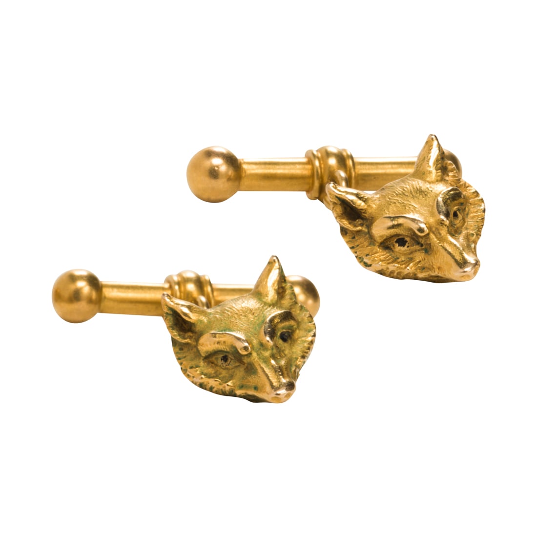 A pair of 14k gold fox head cufflinks, Austria (1 of 2)