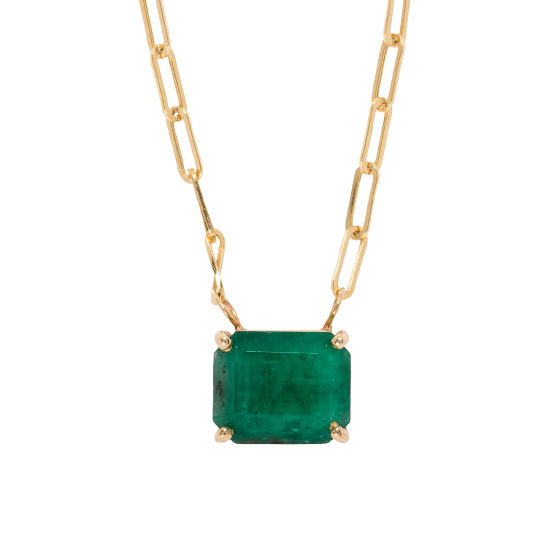 An emerald and 14k gold pendant necklace (1 of 2)