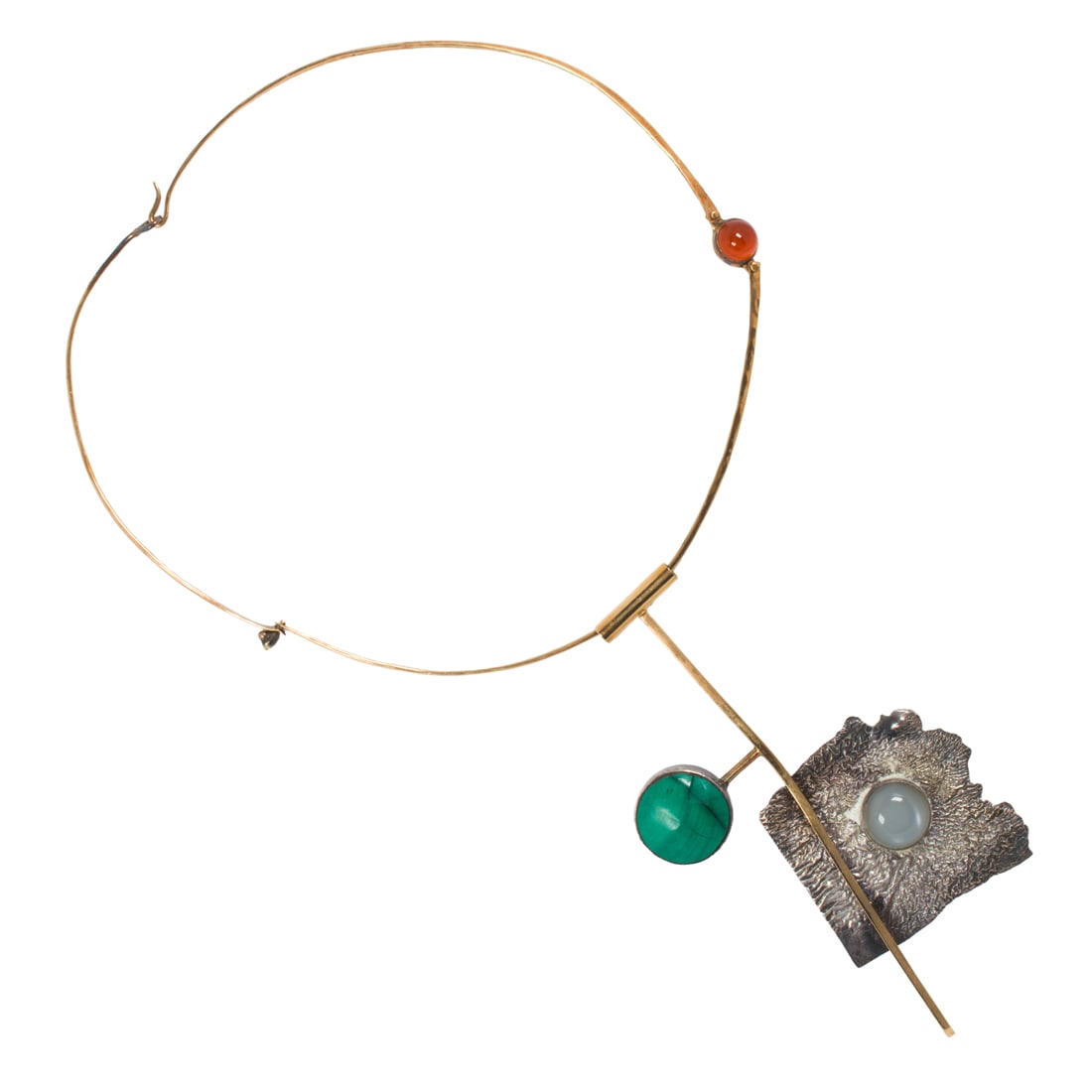 Florence Resnikoff, a gem-set, 14k gold and reticulated silver collar necklace, 1999 (1 of 3)