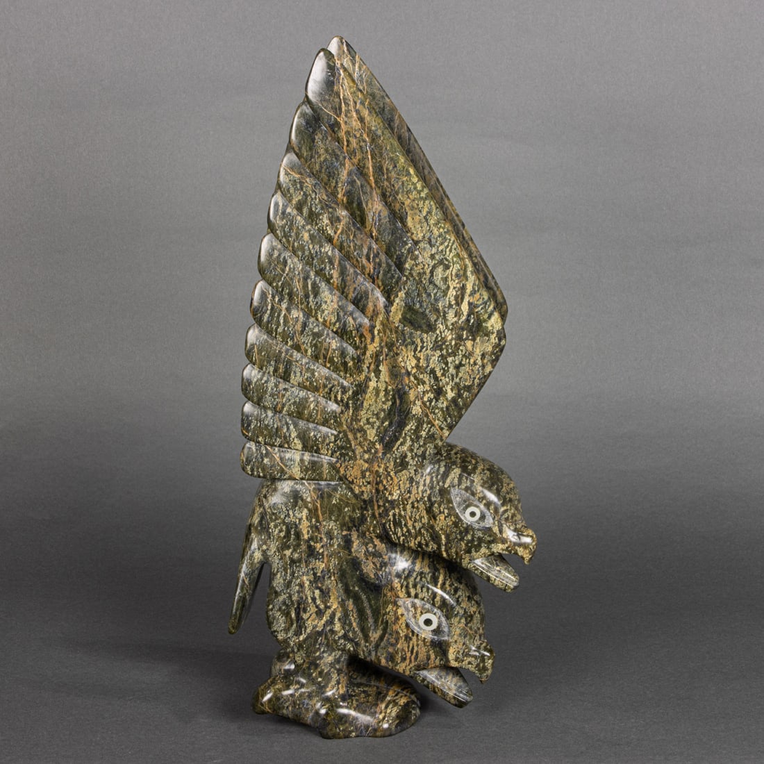 An Inuit carved stone group of two eagles (1 of 5)