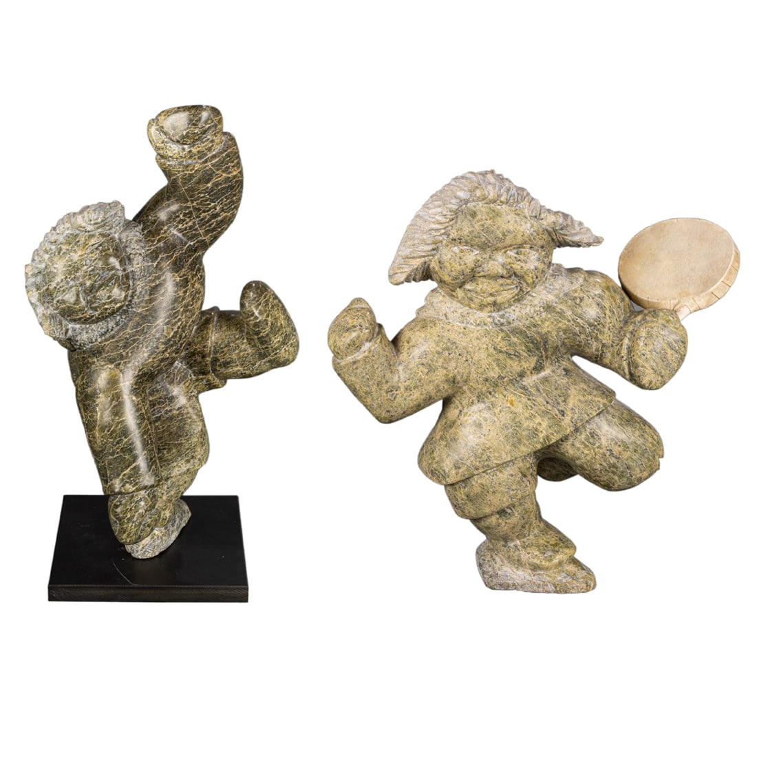 Two Inuit carved stone figures of dancers (1 of 8)