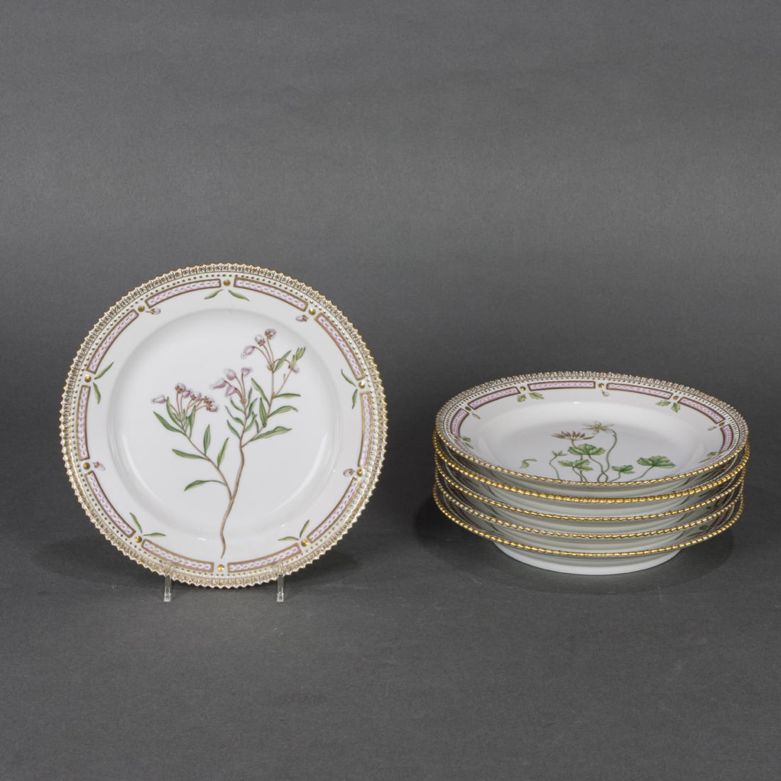 A set of six Royal Copenhagen porcelain Flora Danica porcelain salad plates (1 of 4)