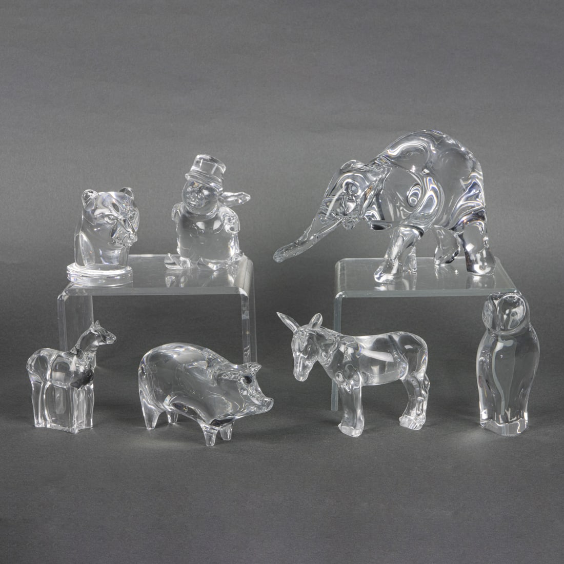 A group of seven Baccarat glass animals (1 of 6)