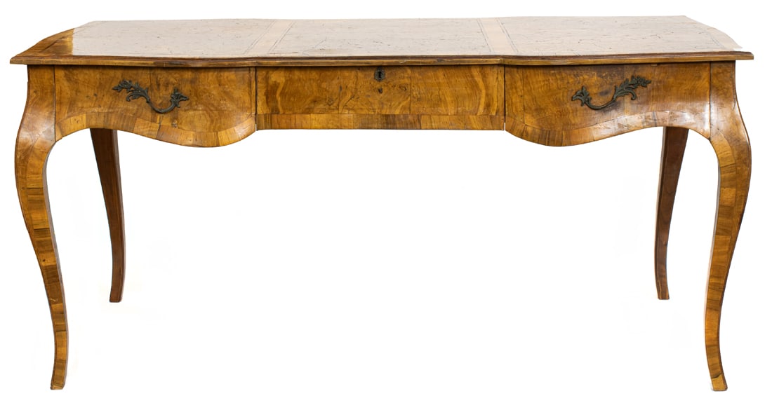 A French inlaid bureau plat circa 1900 (1 of 6)