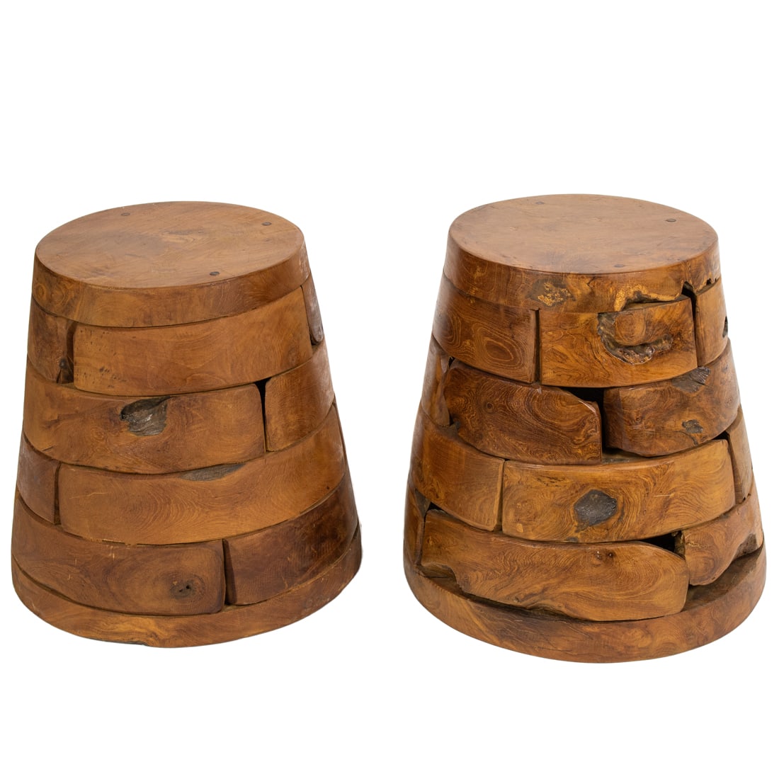 Two Modern reclaimed teak wood stools (1 of 4)