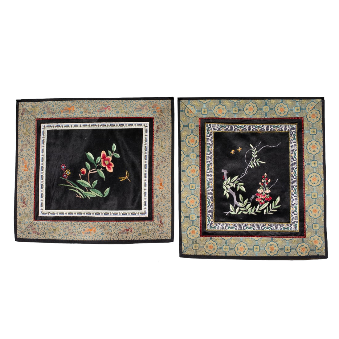 (lot of 16) Chinese embroidered floral panels (1 of 16)