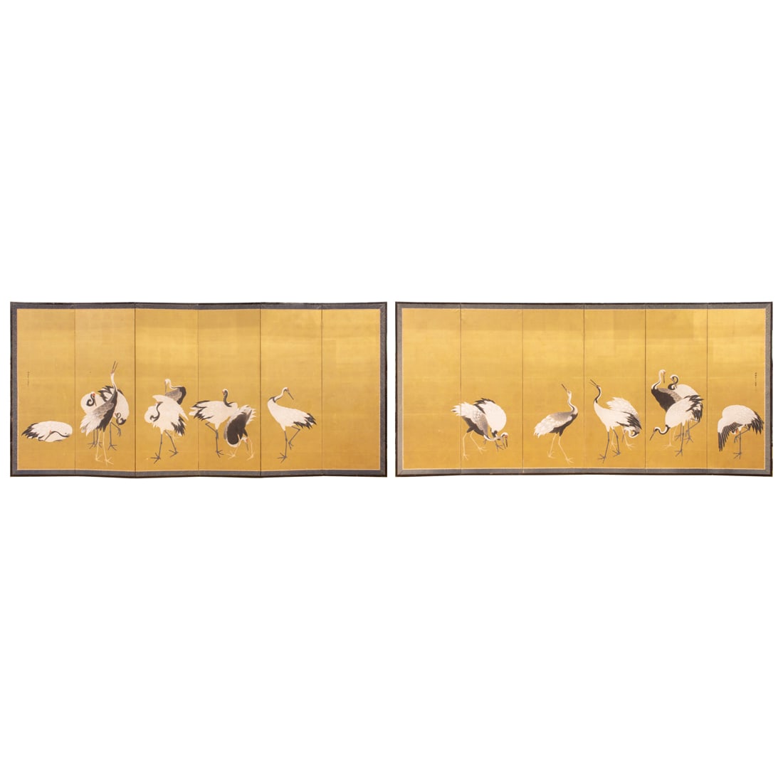 Pair of Japanese six-panel folding screens (1 of 8)