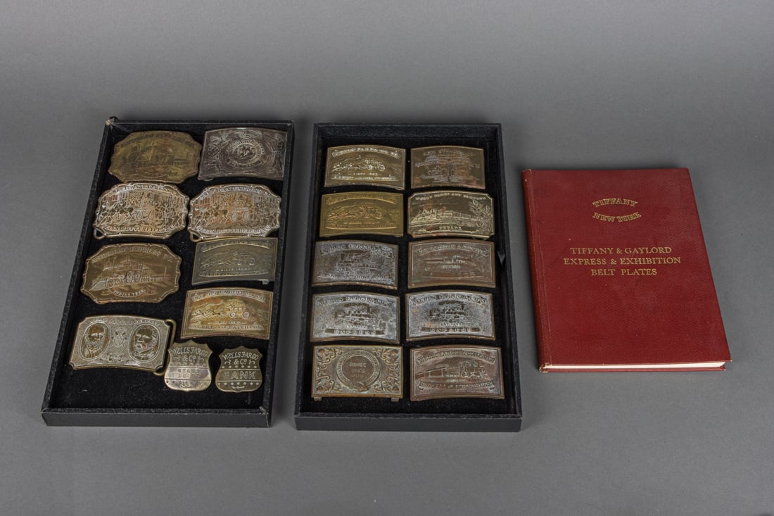 A lot of nineteen American Express and Wells Fargo belt buckles (1 of 1)