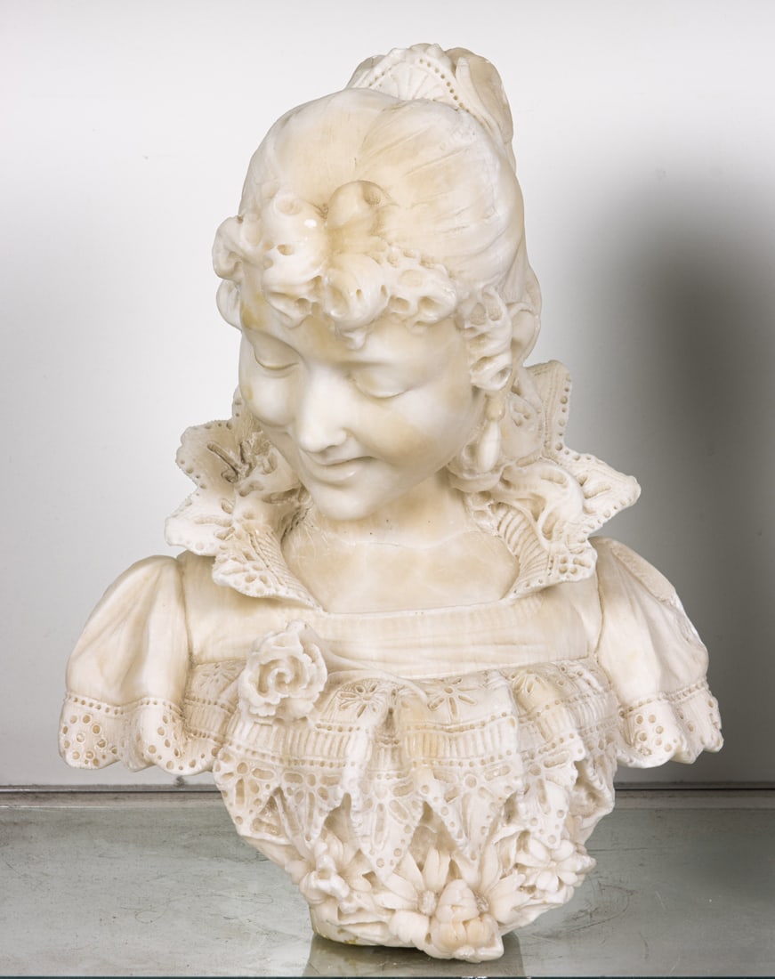 An Italian alabaster bust of a young woman by Pietro Barzanti (1 of 1)