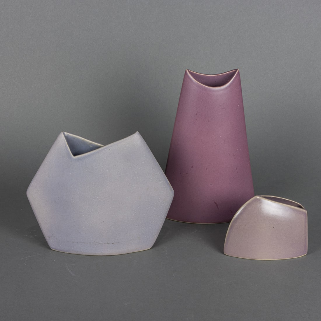 A suite of three James Johnston pottery geometric vases (1 of 1)