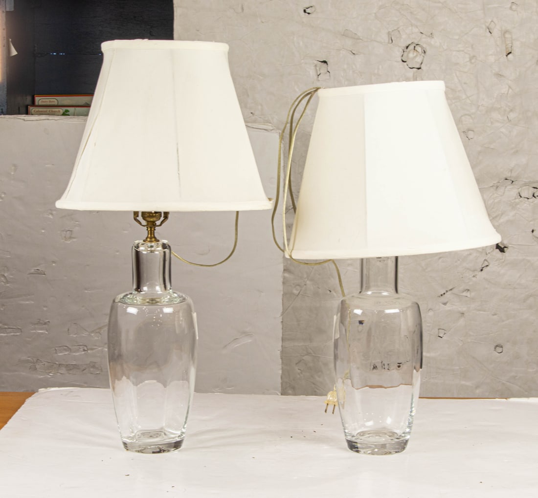 A pair of Simon Pierce clear glass lamps (1 of 1)