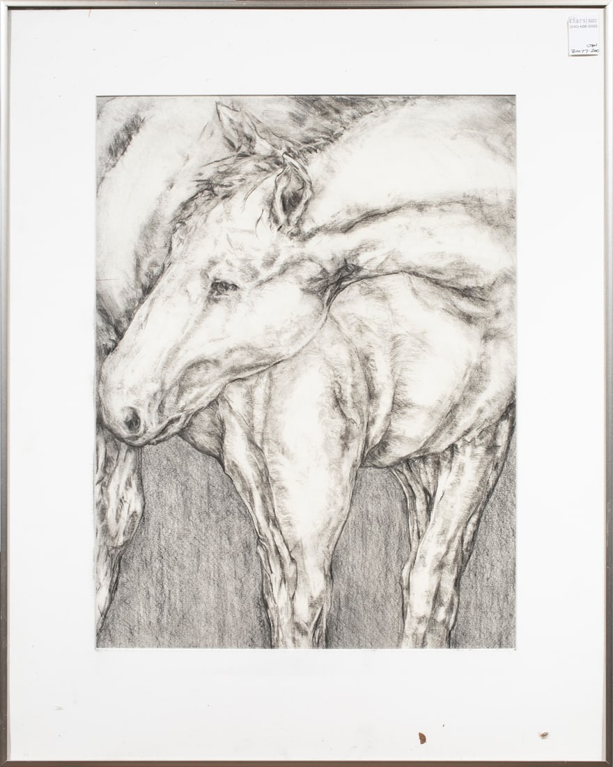 Work on paper, American School (20th century): American School (20th century), Horse, charcoal on paper, unsigned, overall (with frame): 33"h x 25.75"w