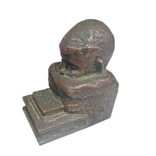 Sculpture, Victor Salmones: Victor Salmones (Mexican, 1937-1989), Figure, bronze sculpture, signed verso, overall: 4"h x 2"w x 3.5"d