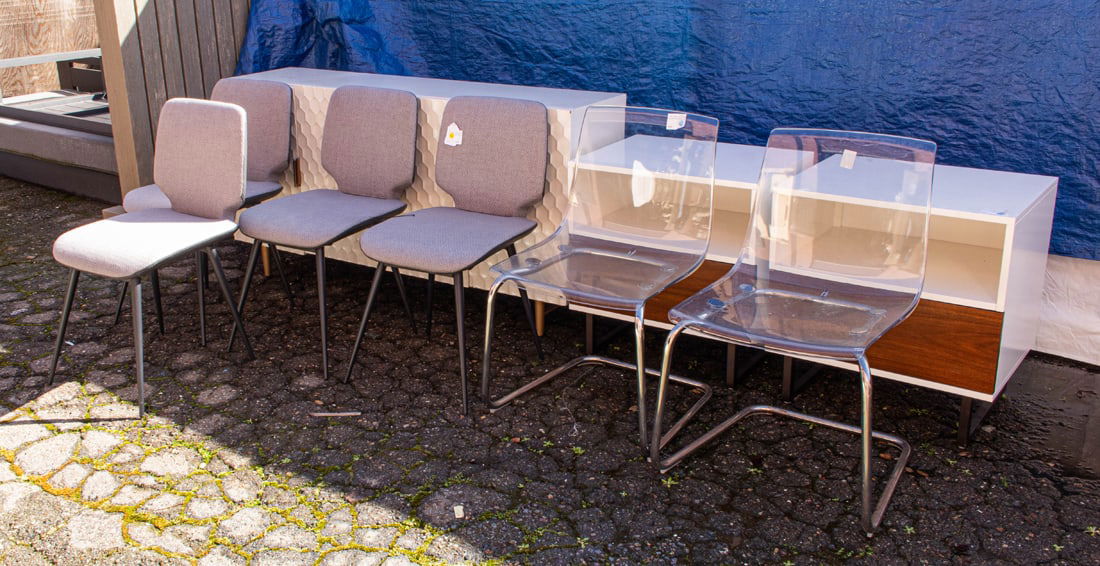 An assembled group of Modern cabinets and chairs (1 of 1)