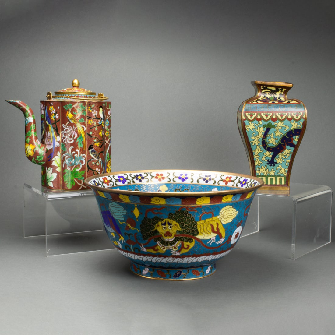 (lot of 3) Chinese cloisonne enamel articles (1 of 2)