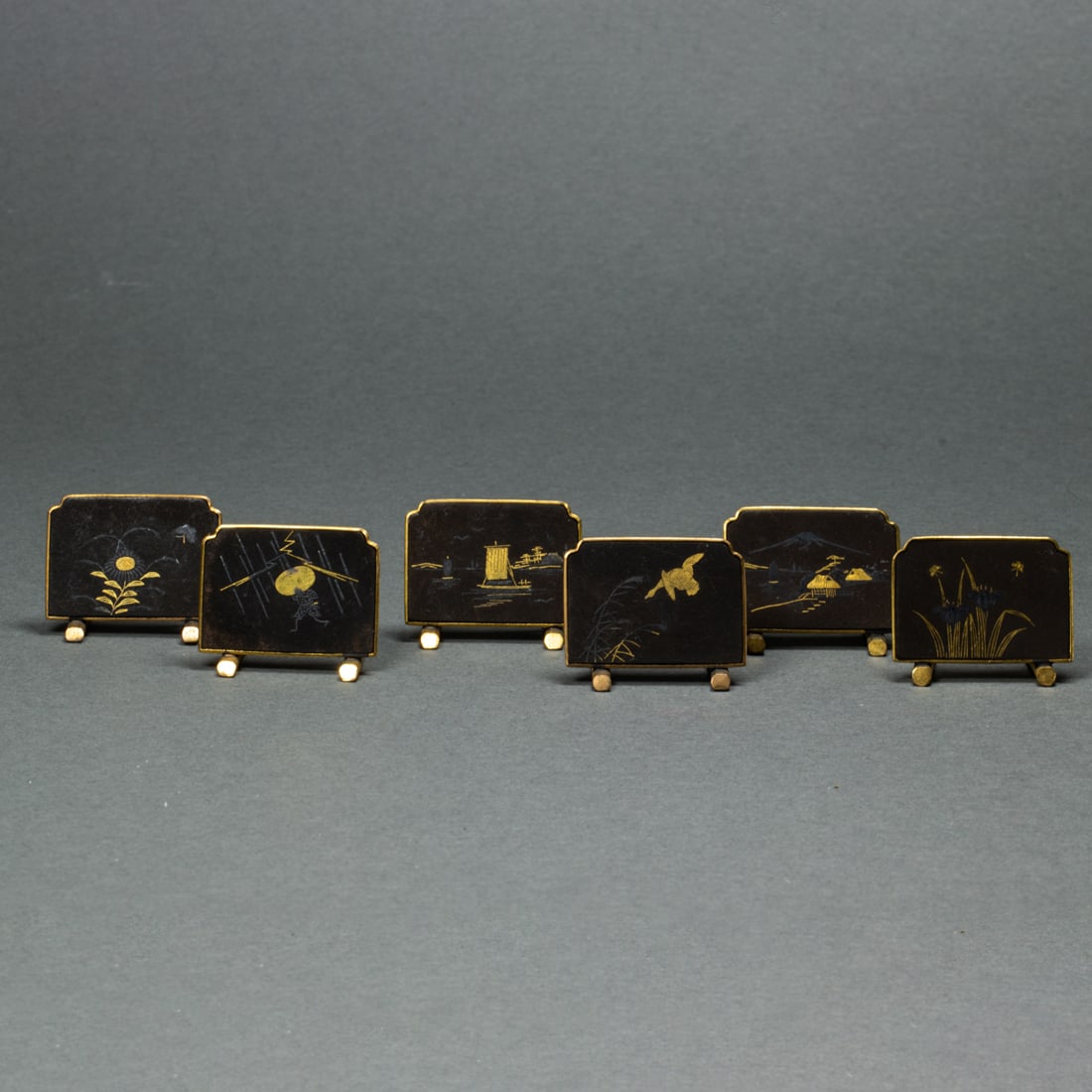 (lot of 6) Japanese gilt bronze card holders (1 of 7)