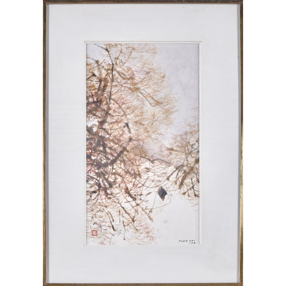 Chen Chi (1912-2005) - Tree Branches: Chen Chi (1912-2005) - Tree Branches, ink and color on paper, dated 1968 and signed Cheng Ji in Chinese with one seal of the artist, and at the lower right signed and dated Chen Chi in English and dat