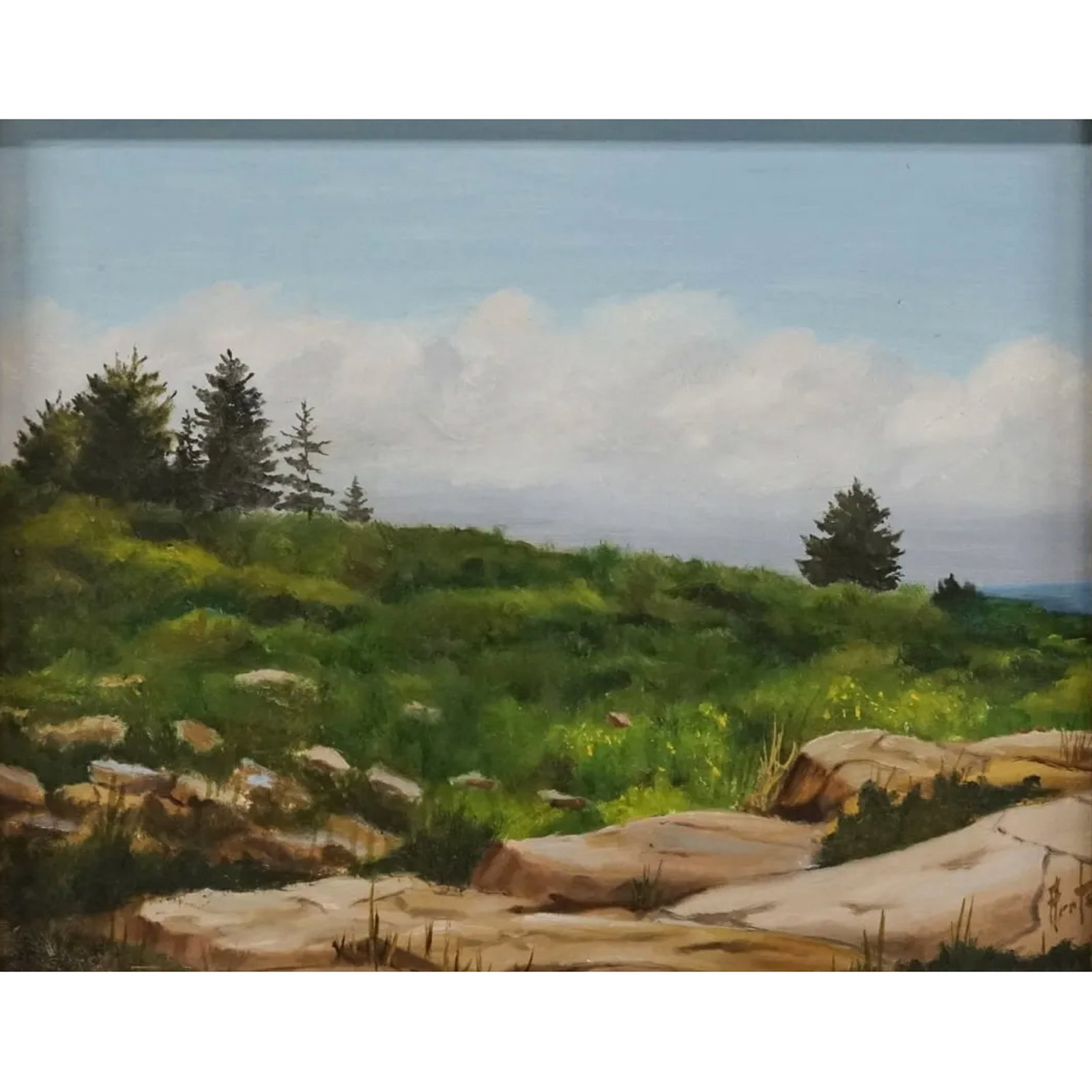 Otis"Ozzie"Alfred Arnts (American,1919-2013), North Shore: Otis "Ozzie" Alfred Arnts (American, 1919-2013), North Shore, oil on board, signed lower right. 8"h x 10"w (20.32 x 25.40 cm) Verso: Salmagundi Club, Fall 2001 Auction Exhibition Label. Condition: Fra