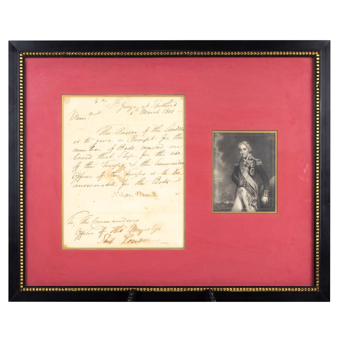 Admiral Horatio Nelson (English, 1758-1805). Autograph letter signed by Admiral Horatio Nelson (1 of 2)