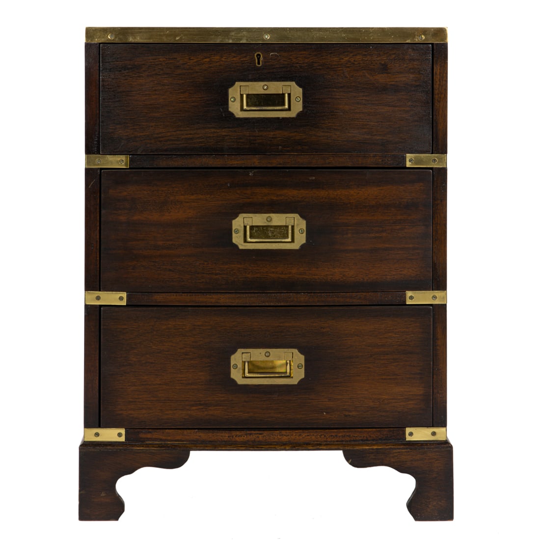 A small brass strapped mahogany military campaign vitrine/chest (1 of 6)