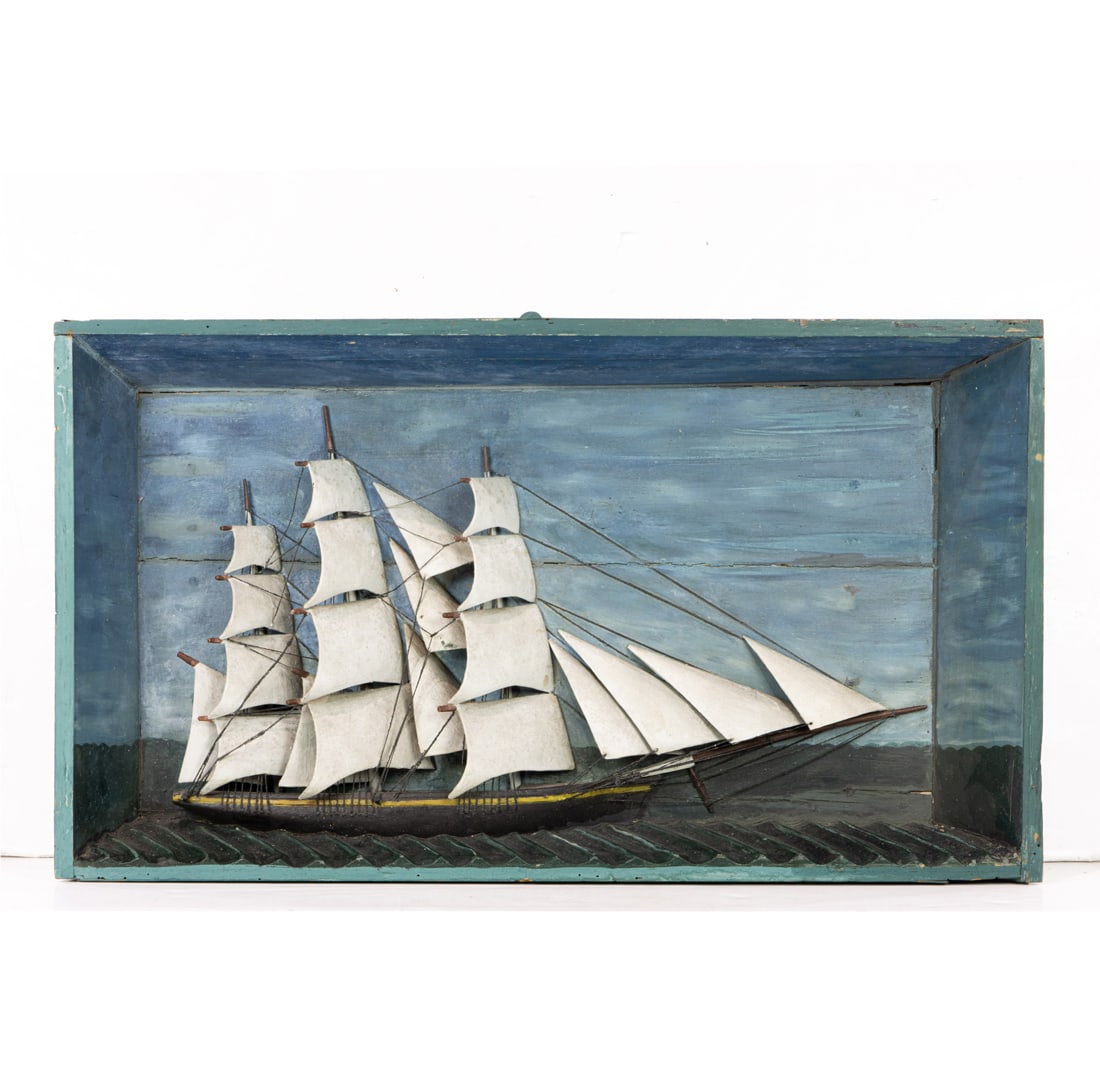 A shadowbox model of ship in full sail (1 of 3)
