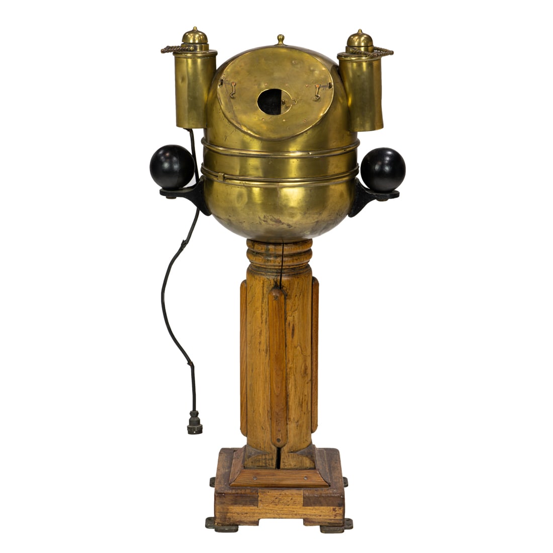 A brass ship’s binnacle on oak stand (1 of 5)