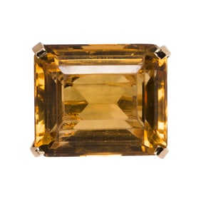 A citrine, diamond and 14k gold ring