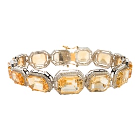 A citrine, diamond and silver bracelet