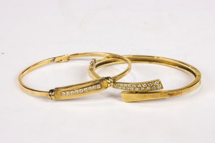 Two diamond and gold bracelets