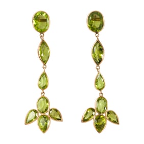 A pair of peridot and 14k gold earrings