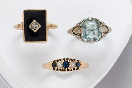 A group of gemstone and gold rings