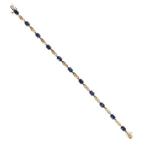 A sapphire, diamond and 14k gold bracelet