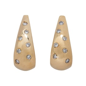 A pair of diamond and 14k gold earrings